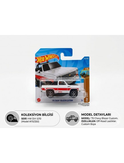 HOT WHEELS ARABA 75 CHEVY BLAZER CUSTOM
